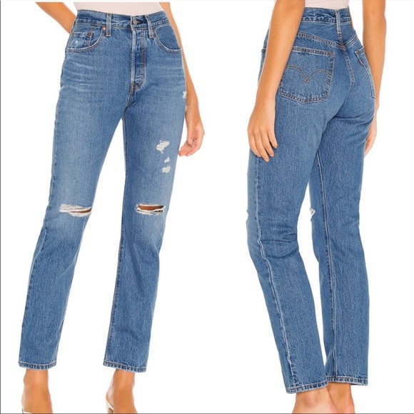 Levi's Denim - LEVI’S 501 NWT Button Fly Jeans Distressed Straight Leg High Rise Jeans Sz 0 25
